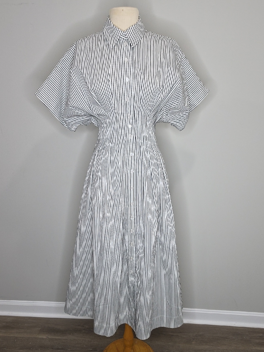 Exquise Midi Shirt Dress Small Black Motif Versatile - Picture 7 of 8